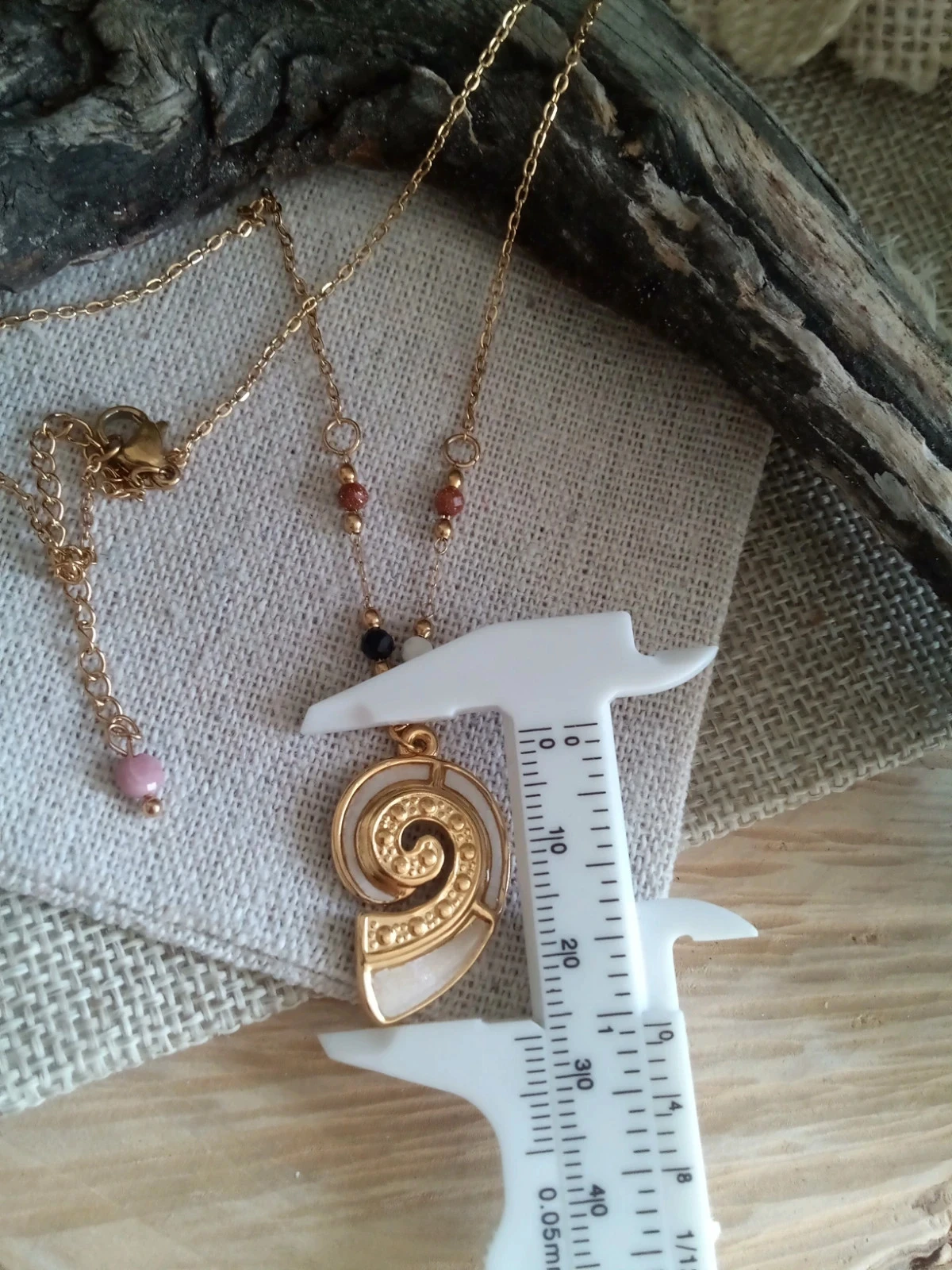 Collier pendentif conque en n'acre naturelle – photo 2
